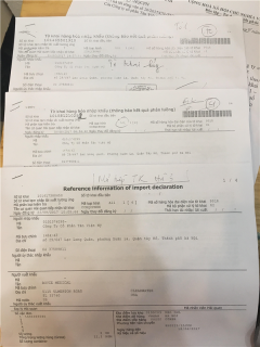 Ba tờ khai của Công ty CP Tân Việt Mỹ với các trị giá khác nhau.