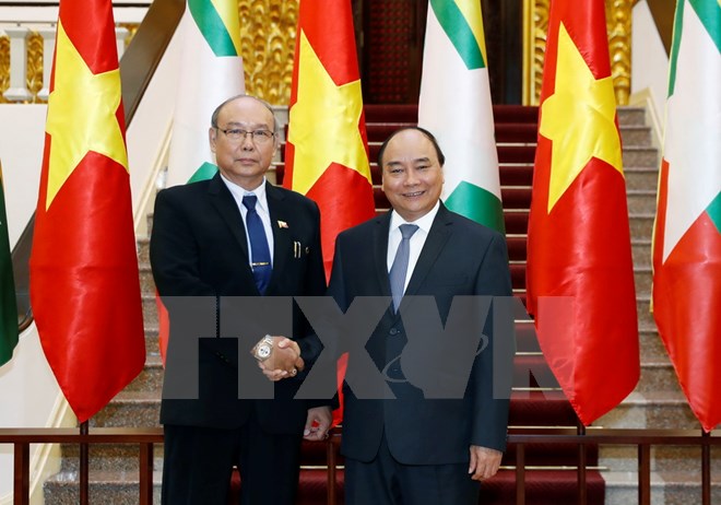Thủ tướng Nguyễn Xuân Phúc tiếp Chủ tịch Thượng viện kiêm Chủ tịch Quốc hội Myanmar Mahn Win Khaing Than đang ở thăm chính thức Việt Nam